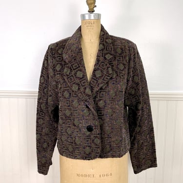Vintage artisan tapestry jacket made in San Francisco - size medium 