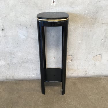Vintage 1980's Black Lacquer Tall Plant Stand