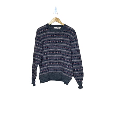 Vintage Stanley Blacker 70's Blue Shetland Wool Men's Sweater, Size XL 