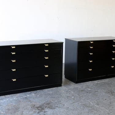 Pair of Edward Wormley for Drexel Precedent Black Lacquered Dresser Chests 