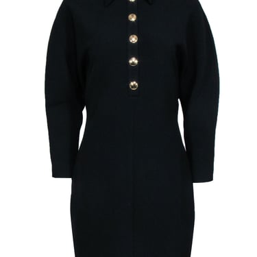 Ba&sh - Black Collar Shirt Dress w/ Gold Buttons Sz 6