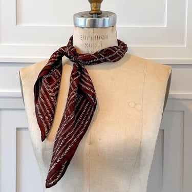 Vintage 90's Scarf Brown Plaid Headscarf Leo Narducci Neckerchief Retro Hair Tie for Purse Charm Vintage Fashion Lover Hair Scarf 