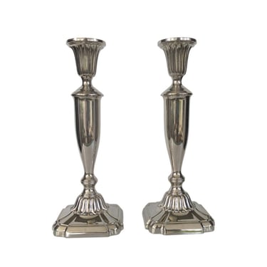 Vintage Silver Plated Candlesticks, Pair of Ornate Regency Style Dinner Candle Holders 