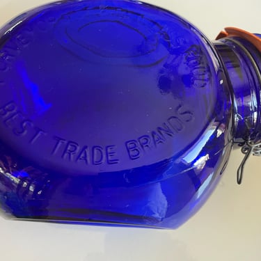 Cobalt Blue Glass Cookie Jar The General Store Marysville KS 1882 Vintage Replica 