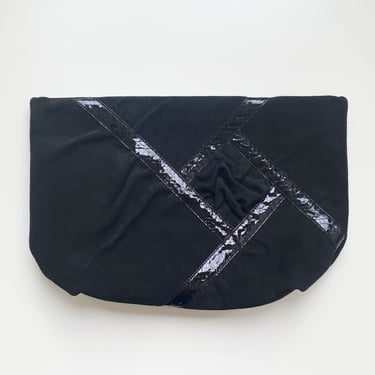 Black Suede Clutch with Strap