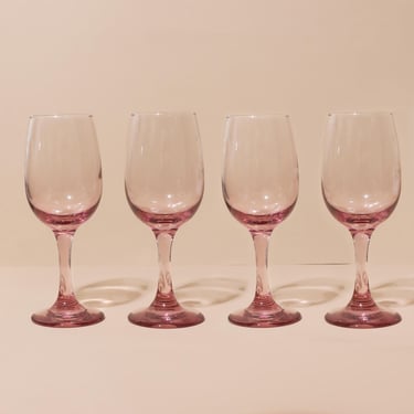 Vintage Pink Libbey Glasses, Vintage Stemware, Vintage Pink Wine Glasses 