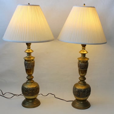 James Mont 1950s Vintage Mid Century Large Brass Table Lamp-a pair 