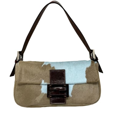 Fendi Blue Cow Print Baguette