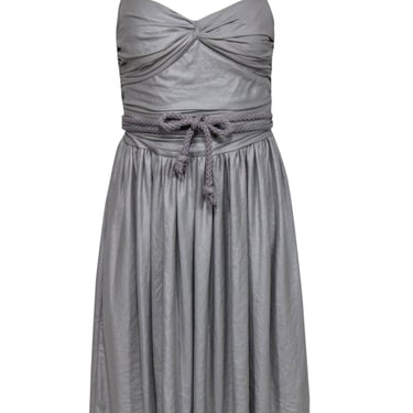 Nanushka - Gray Sleeveless Drape Mini Dress w/ Rope Belt Sz S