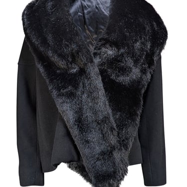 Hobbs - Black Faux Fur Shawl Collar Detail Coat Sz S/M