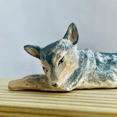 Ceramic Cattle Dog Figurine | Handmade and Hand-painted Clay Dog Sculpture | Personalized Pet Dog Portraits | Custom Dog Memorial Statues 