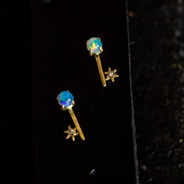 14k Gold Opal Key Amulet Studs