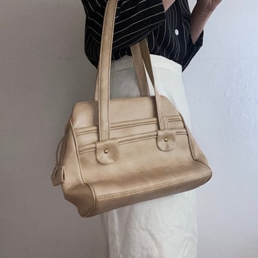 vintage pale tan faux leather shoulder bag 