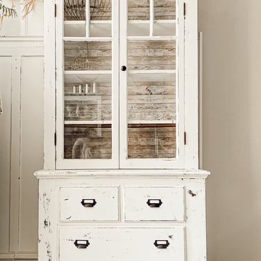 Vintage White Farmhouse Hutch