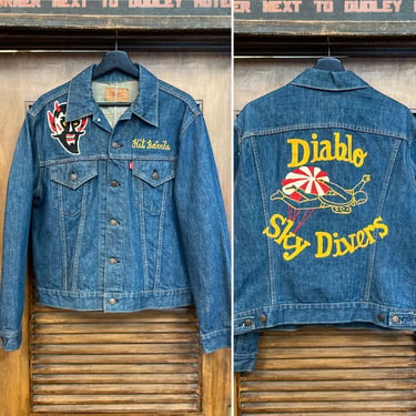 Vintage 1970’s “Diablo Sky Divers” Levi’s Denim Embroidery Club Trucker Jacket, 70’s Jacket, Vintage Clothing 