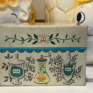vintage recipe box and recipes boho floral spices index card storage container box 