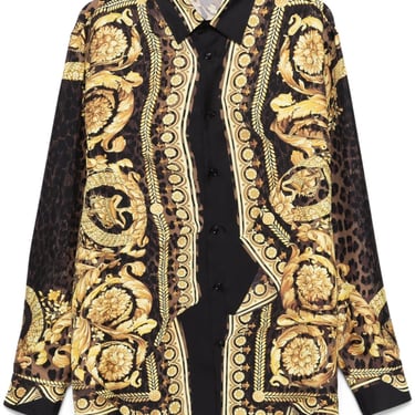 Versace Men Barocco Print Silk Shirt