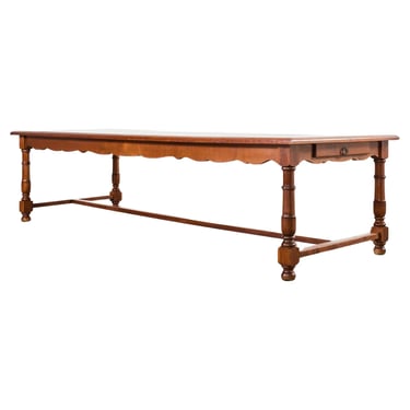 Country French Provincial Fruitwood Farmhouse Trestle Dining Table