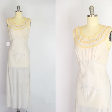 Vintage 1930s Bias Cut Rayon Slip Dress / Nightgown | S-M 