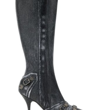 Balenciaga Woman Printed Nappa Leather Cagole Boots