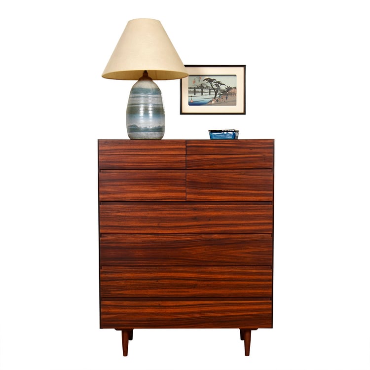 The Organizer &#8212; Tall Dresser w ‘Split’ Drawers in Danish Modern Rosewood