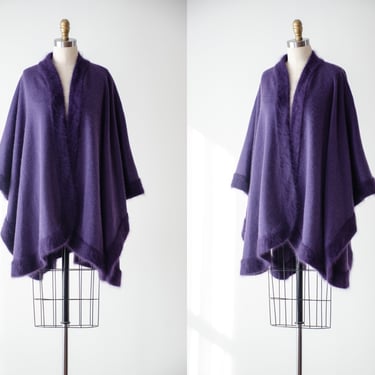 purple sweater cape | 80s 90s vintage angora soft fuzzy oversized dark academia cottagecore sweater poncho cloak 