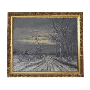 Ludwig August Heydendahl German Artist Winter Landscape Oil Painting 