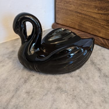 Small Black Vintage Swan Dish 