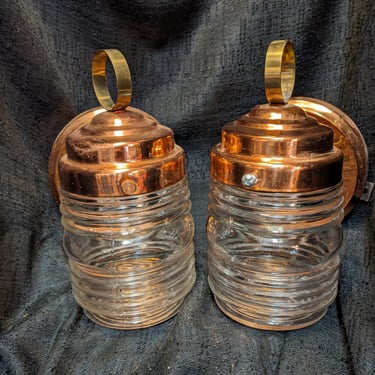 Pair of Vintage Copper Top Sconces
