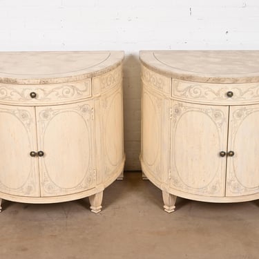 Drexel Heritage Italian Neoclassical Demilune Cabinets, Pair