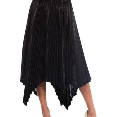 1990S ISSEY MIYAKE Black Metallic Polyester Pleated Skirt 
