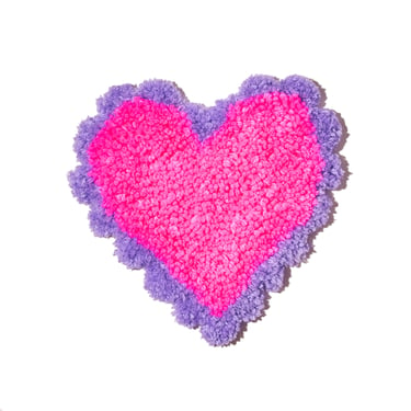 Pink and purple tufted heart mug rug, coaster, present, gift, handmade 