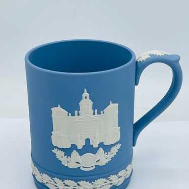 Vintage Wedgwood Christmas 1978 Pale Blue Jasperware Horse Guards Mug 