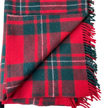Scottish Highland Green Red Throw Plaid Rug Blanket Scotland 
