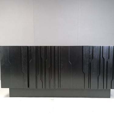 Graphical brutalist credenza, 1970s - vintage brutalist credenza - large brutalist credenza - architectural brutalist credenza 