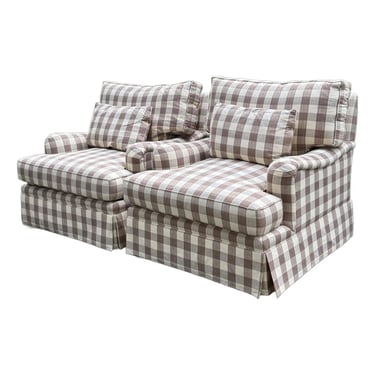 Pair of TCS Designs Plaid Swivel Oversized Lounge Chairs 