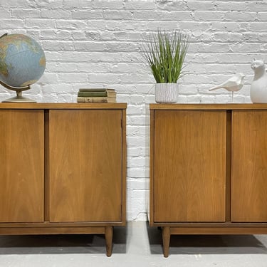 APARTMENT Sized Mid Century MODERN Petite Walnut Jr. CREDENZAS/ Sideboards, c. 1960's, a Pair 