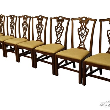 Set of 8 BASSETT FURNITURE Cherry Traditional Chippendale Style Dining Chairs 