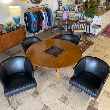Mid Century Low-Profile Gaming Table by Drexel Heritage with Four Chairs, c. 1961