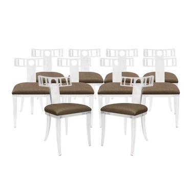 Set of 10 Elegant Dining Chairs in Solid Lucite Early-2000s