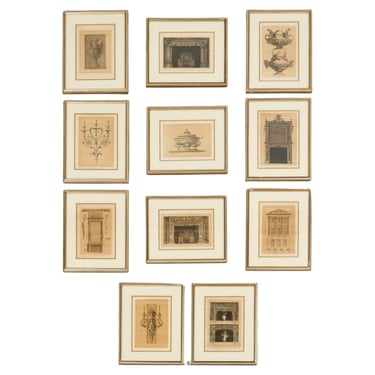Set of Eleven Neoclassical Style French Architectural Framed Prints
