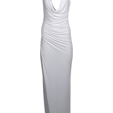 Meshki - White Rhinestone Embellished Cowl Neck Maxi Dress Sz S