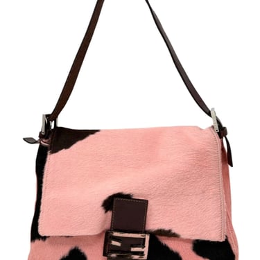 Fendi Pink Cow Print Mama Baguette Bag