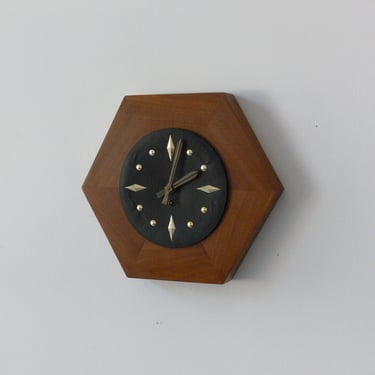 Vintage Handmade Danish Inspired Walnut Wall Clock 