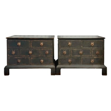 Vintage Pair of 7 Drawer Hand Painted Gustavian Style Chests / Oversized Nightstands - Newly Painted 