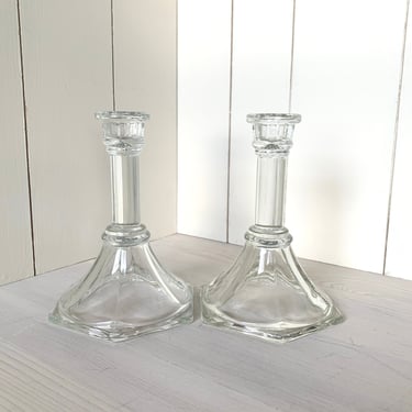 Homco Candlestick Holders Vintage Glass 