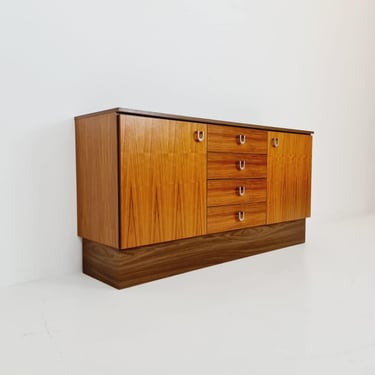 Midcentury German vintage walnut & brass sideboard, 1960s 