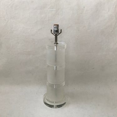 Vintage Mid-Century Modern Karl Springer Style Frosted Clear Lucite Column Table Lamp 