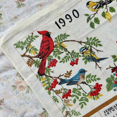 1990 Linen Tea Towel Calendar 