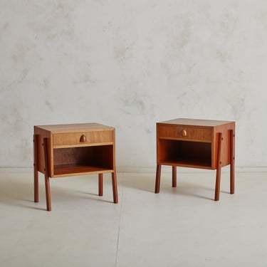 Pair of Danish Modern Solid Wood Nightstands, Denmark Mid 20th Century